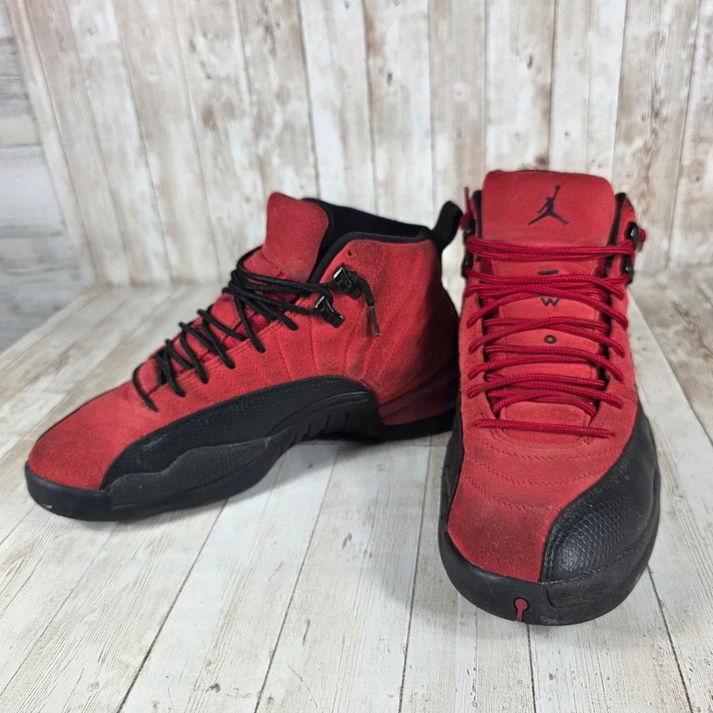 Air Jordan 12 Retro Gym Red Suede Sneakers Black Sole Mens Size 9.5‎